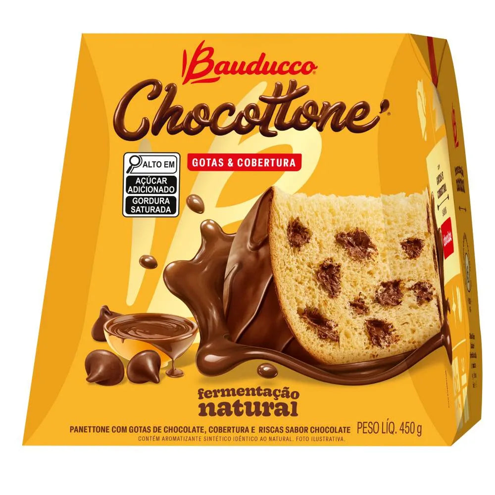 Chocottone Gotas & Cobertura Bauducco 450g | 18 unidades